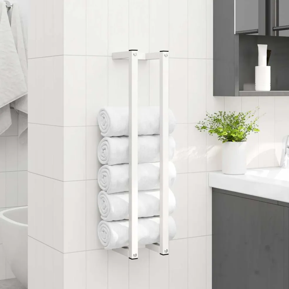 vidaXL Handdoekenrek 12,5x12,5x60 cm staal wit