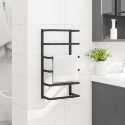 vidaXL Handdoekenrek 24x12x48 cm staal zwart