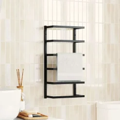 vidaXL Handdoekenrek 24x12x48 cm staal zwart