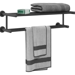 vidaXL Handdoekrek Zwart 61 x 23 x 17 cm Roestvrij staal