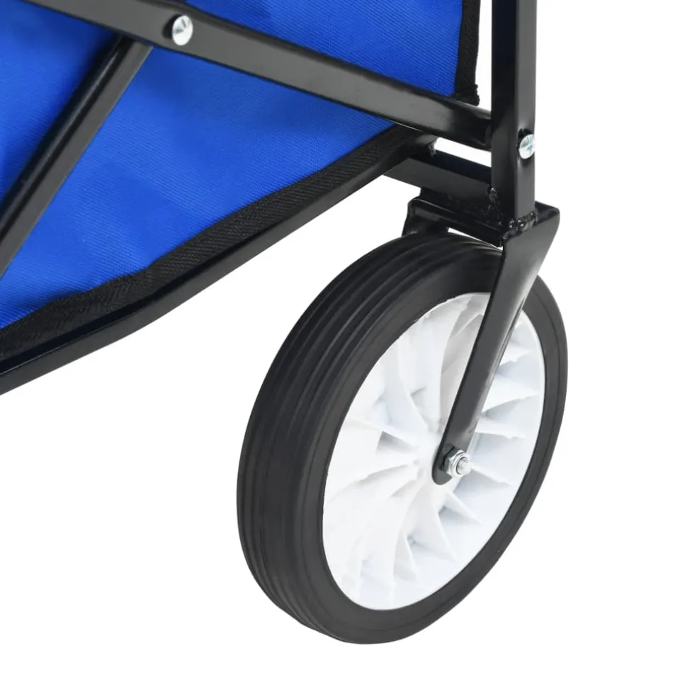 vidaXL Handkar inklapbaar met luifel staal blauw