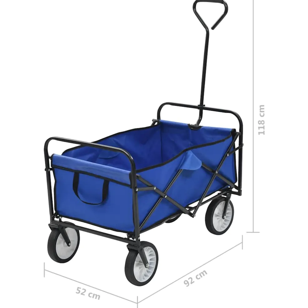 vidaXL Handkar inklapbaar staal blauw