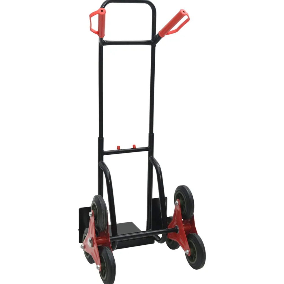 vidaXL Handtrolley Zwart en Rood 64,5 x 49,5 x 114 cm Staal