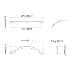 vidaXL Handvat 2 st Zilver 107 x 3.6 x 23 mm Roestvrij staal