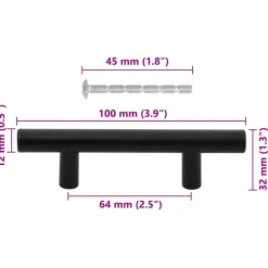 vidaXL Handvatten 10 st hartafstand 64 mm totale lengte 100 mm zwart