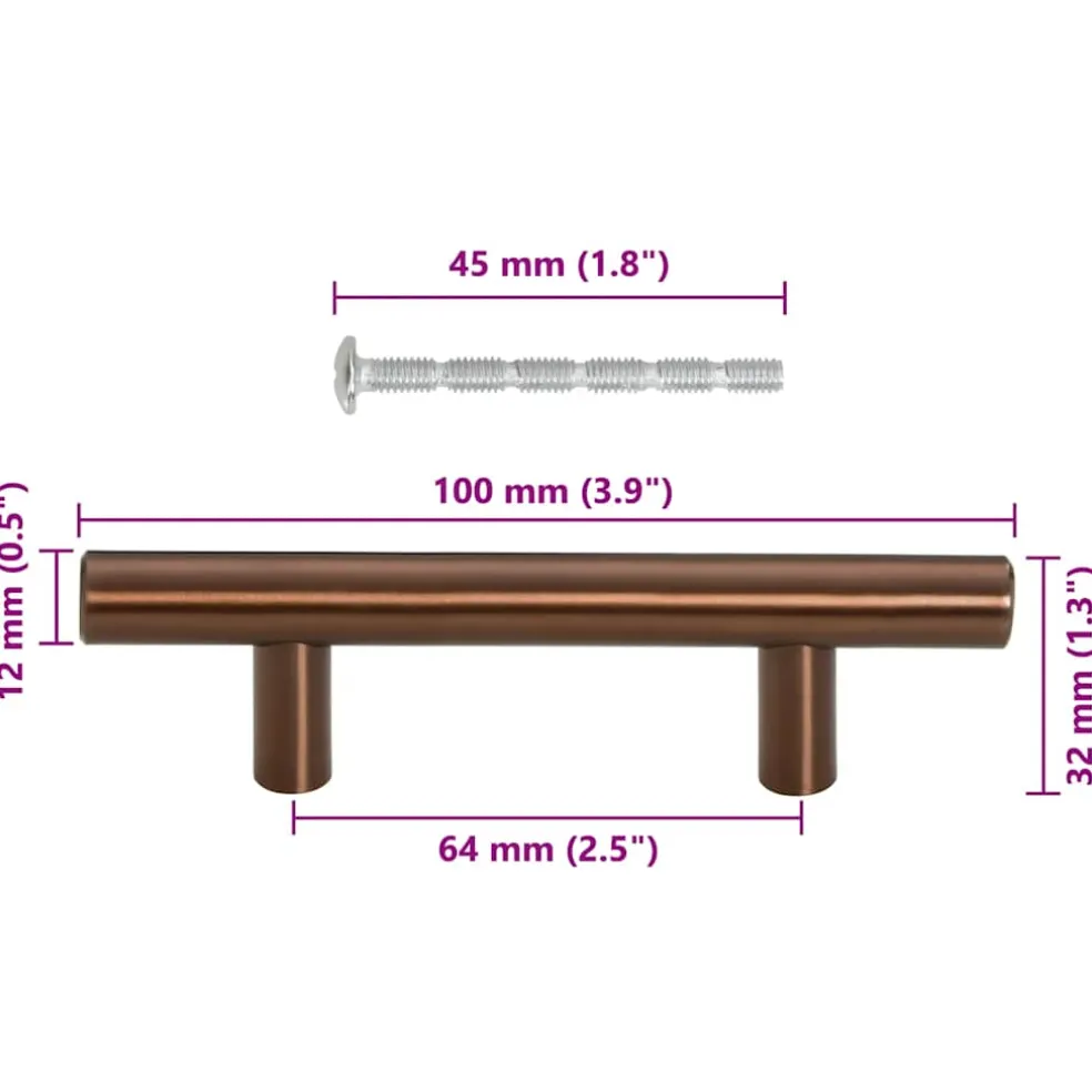 vidaXL Handvatten 10 st 64 mm roestvrij staal bronskleurig