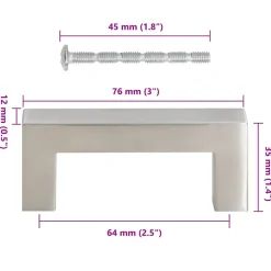 vidaXL Handvatten 10 st 64 mm roestvrij staal zilverkleurig