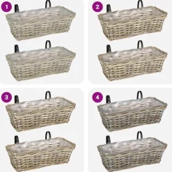 vidaXL Hangende Bloempot Mand GENDT 2 st Natuurlijk grijs Kubu Rattan