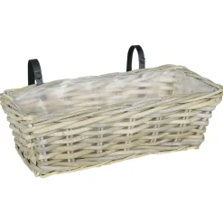 vidaXL Hangende Bloempot Mand GENDT 2 st Natuurlijk grijs Kubu Rattan