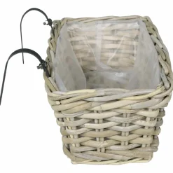 vidaXL Hangende Bloempot Mand GENDT 2 st Natuurlijk grijs Kubu Rattan