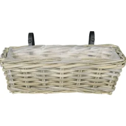 vidaXL Hangende Bloempot Mand GENDT 2 st Natuurlijk grijs Kubu Rattan
