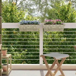 vidaXL Hangende Bloempot Mand GENDT 2 st Natuurlijk grijs Kubu Rattan