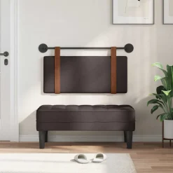 vidaXL Hangend hoofdbord Donkerbruin Antiek PU