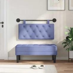 vidaXL Hangend hoofdbord Jeans Blauw Stof