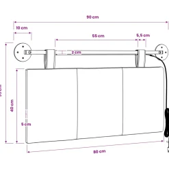 vidaXL Hangend hoofdbord Met LED-verlichting Donkerbruin Stof