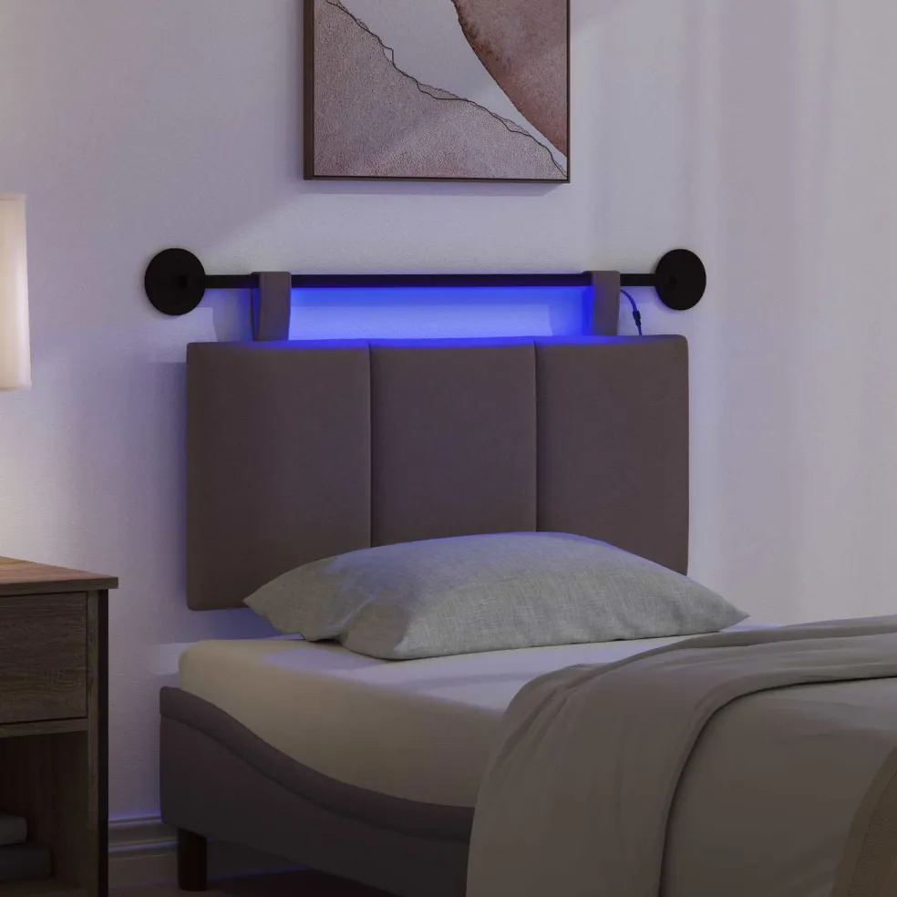 vidaXL Hangend hoofdbord Met LED-verlichting Donkerbruin Stof
