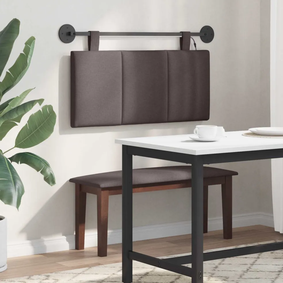vidaXL Hangend hoofdbord Met LED-verlichting Donkerbruin Stof
