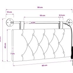 vidaXL Hangend hoofdbord Met LED-verlichting Crèmekleurig Stof