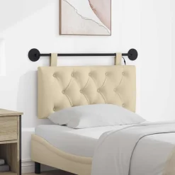 vidaXL Hangend hoofdbord Met LED-verlichting Crèmekleurig Stof