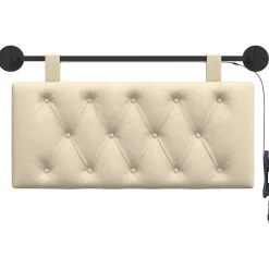 vidaXL Hangend hoofdbord Met LED-verlichting Crèmekleurig Stof