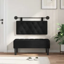 vidaXL Hangend hoofdbord Met LED-verlichting Zwart Stof