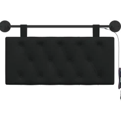vidaXL Hangend hoofdbord Met LED-verlichting Zwart Stof