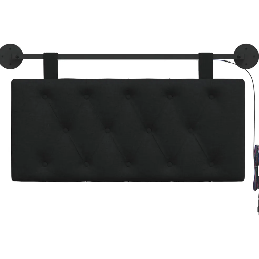vidaXL Hangend hoofdbord Met LED-verlichting Zwart Stof