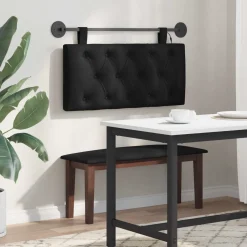vidaXL Hangend hoofdbord Met LED-verlichting Zwart Stof