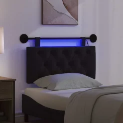 vidaXL Hangend hoofdbord Met LED-verlichting Zwart Stof