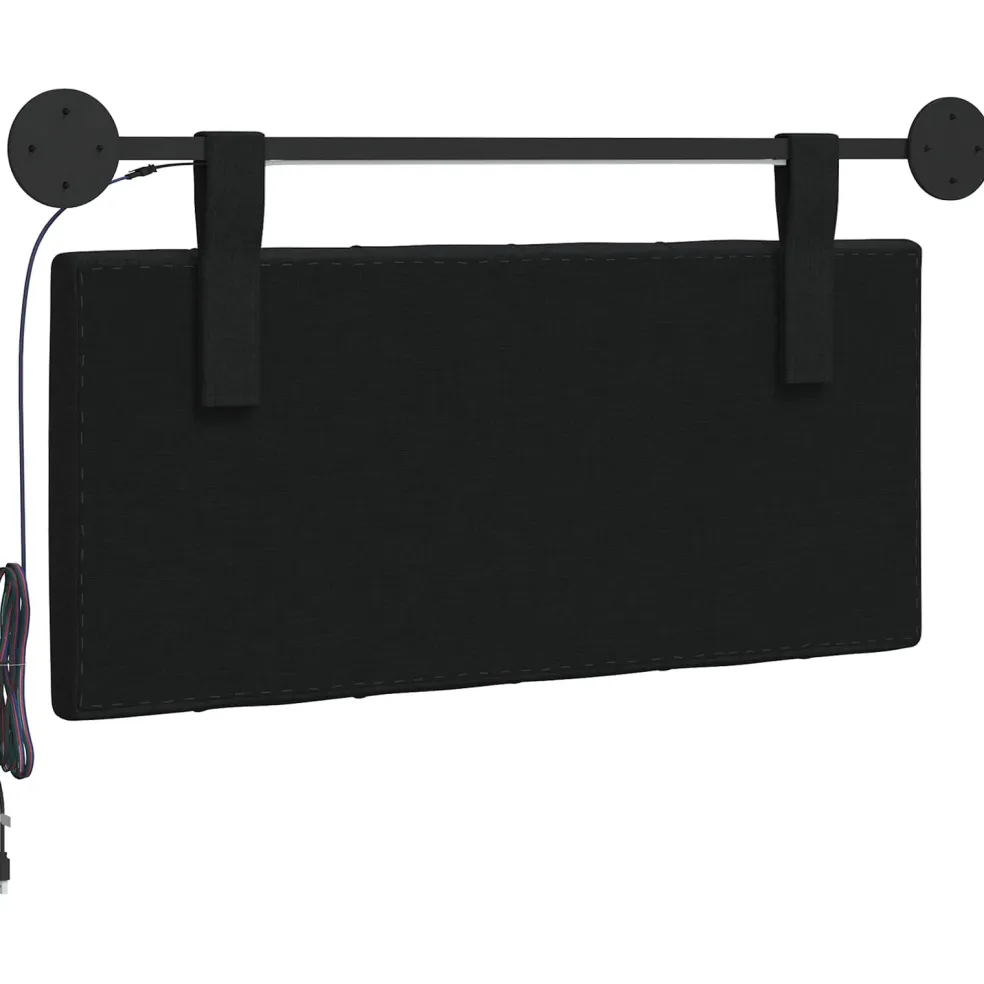 vidaXL Hangend hoofdbord Met LED-verlichting Zwart Stof
