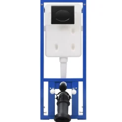vidaXL Hangend toilet met hoge verbogen stortbak keramiek