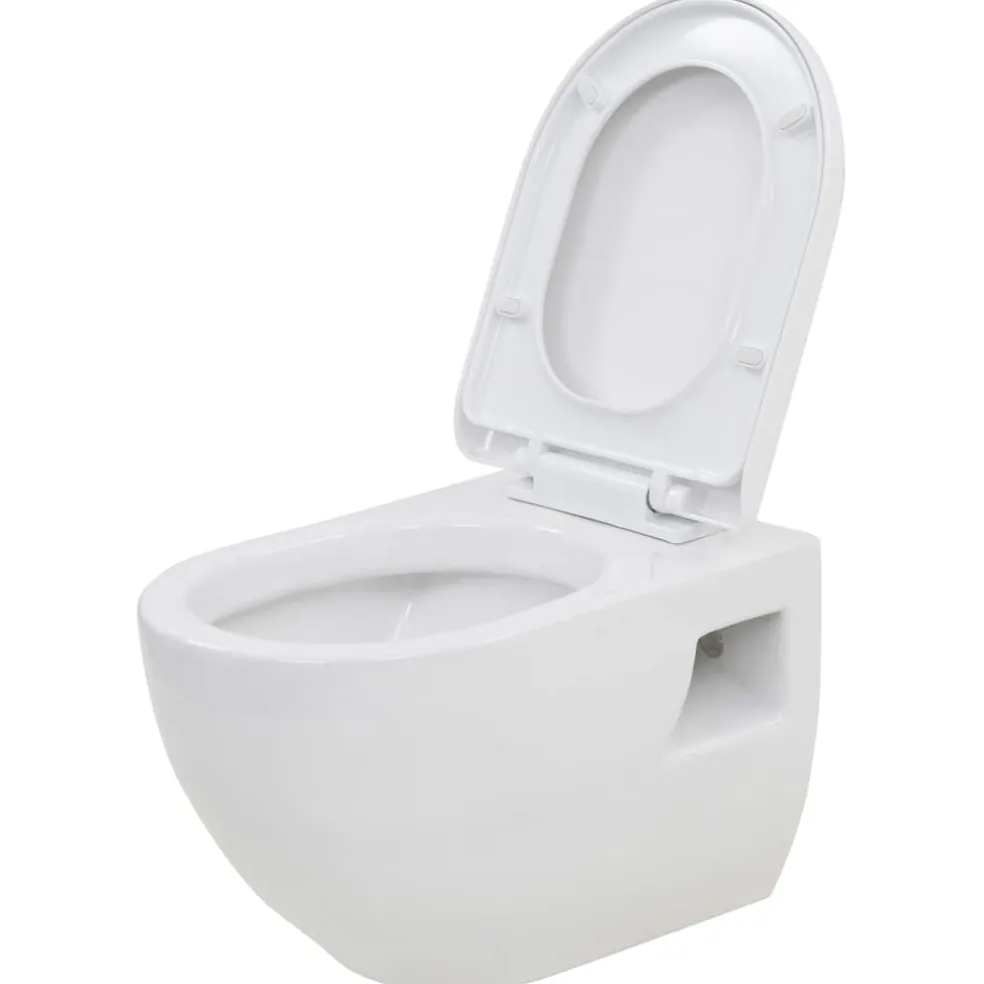 vidaXL Hangend toilet met verborgen stortbak keramiek wit