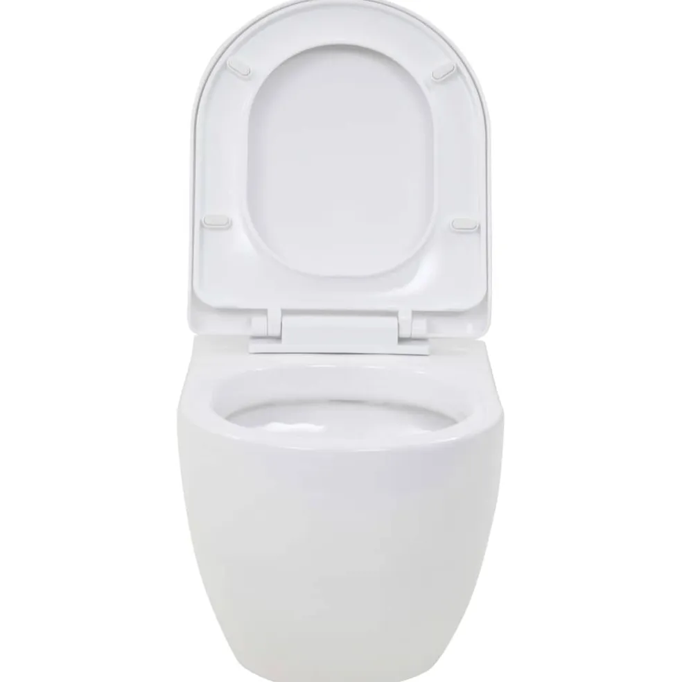vidaXL Hangend toilet met verborgen stortbak keramiek wit