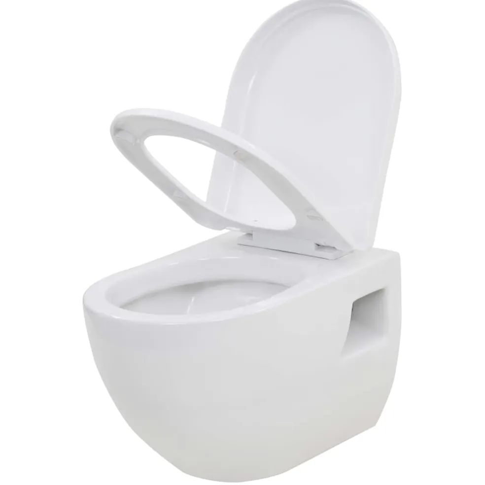 vidaXL Hangend toilet met verborgen stortbak keramiek wit