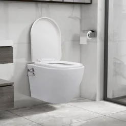 vidaXL Hangend toilet randloos met bidetfunctie keramiek wit