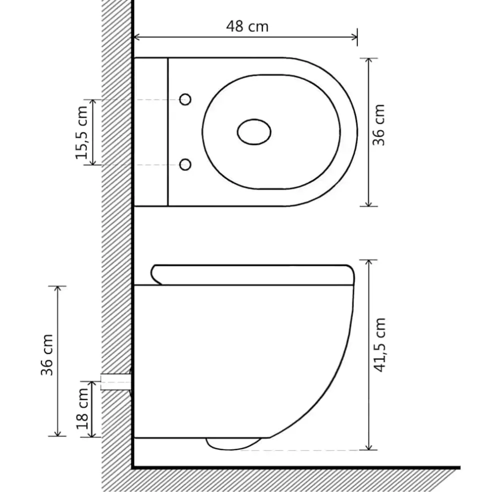 vidaXL Hangend toilet randloos met bidetfunctie keramiek wit
