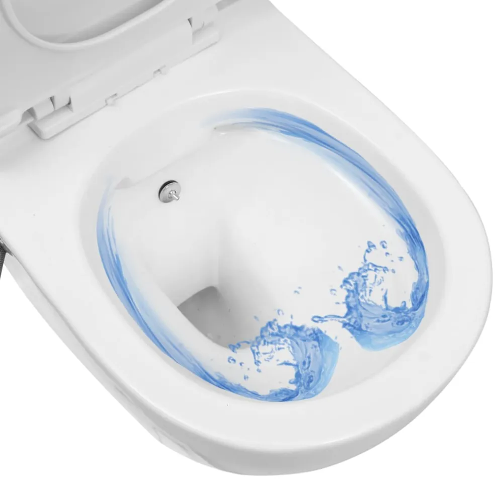 vidaXL Hangend toilet randloos met bidetfunctie keramiek wit