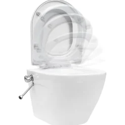 vidaXL Hangend toilet randloos met bidetfunctie keramiek wit