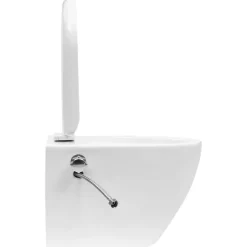 vidaXL Hangend toilet randloos met bidetfunctie keramiek wit