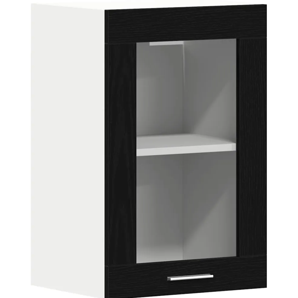 vidaXL Hangglaskast Zwarte Eik 40x31x60 cm Engineered Hout