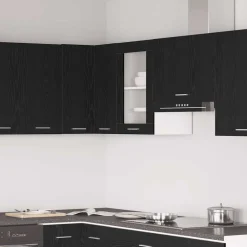 vidaXL Hangglaskast Zwarte Eik 40x31x60 cm Engineered Hout