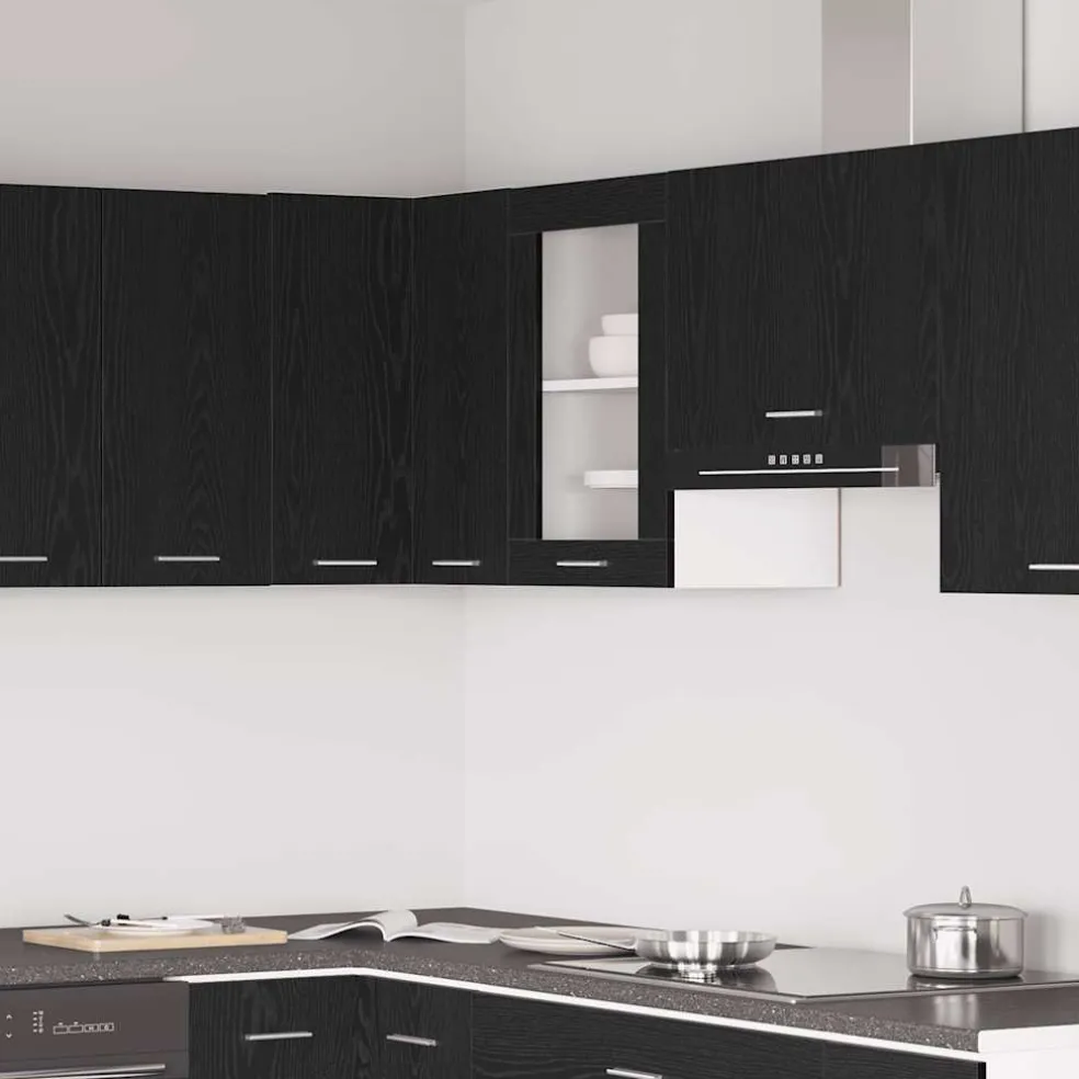 vidaXL Hangglaskast Zwarte Eik 40x31x60 cm Engineered Hout