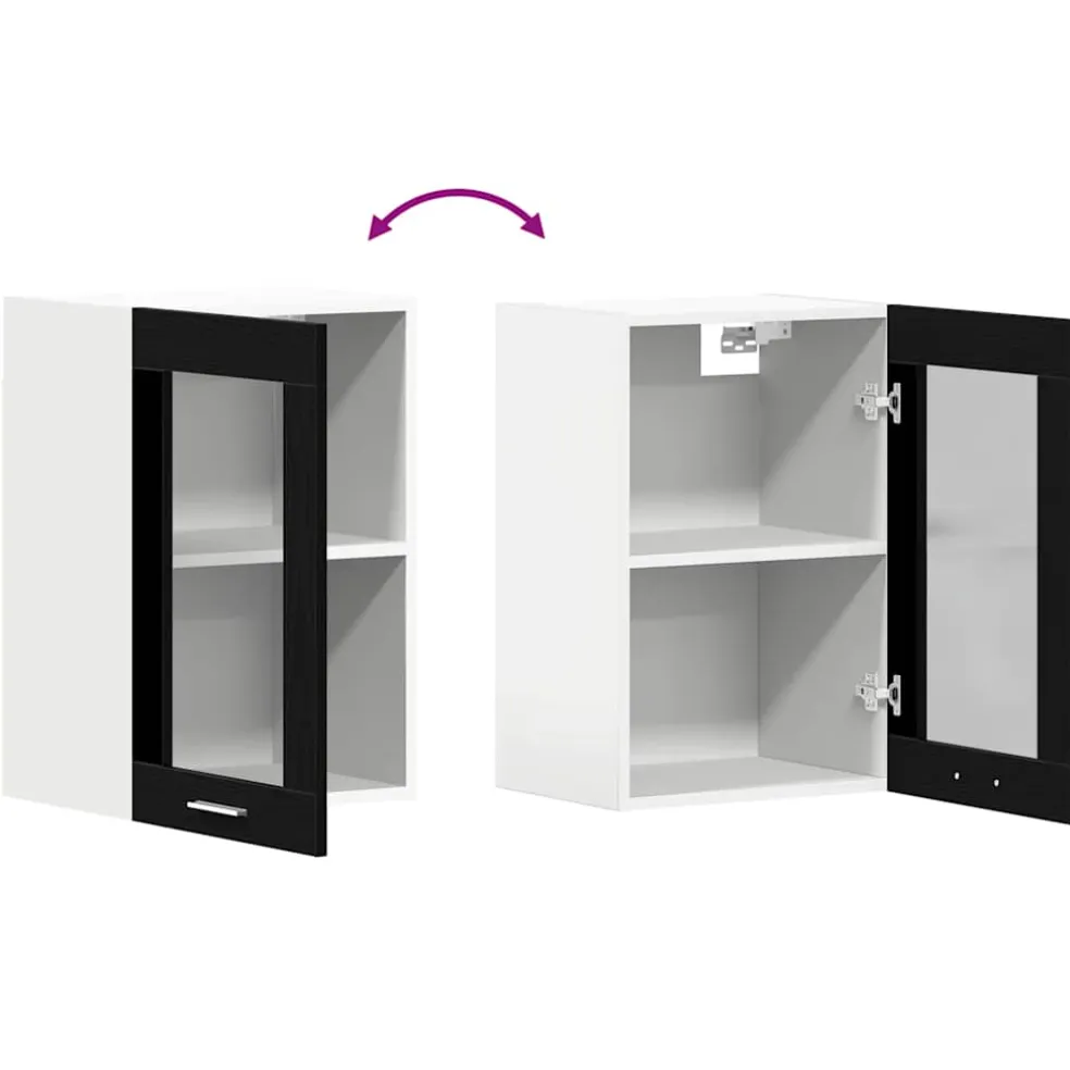 vidaXL Hangglaskast Zwarte Eik 40x31x60 cm Engineered Hout