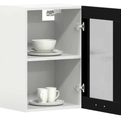 vidaXL Hangglaskast Zwarte Eik 40x31x60 cm Engineered Hout