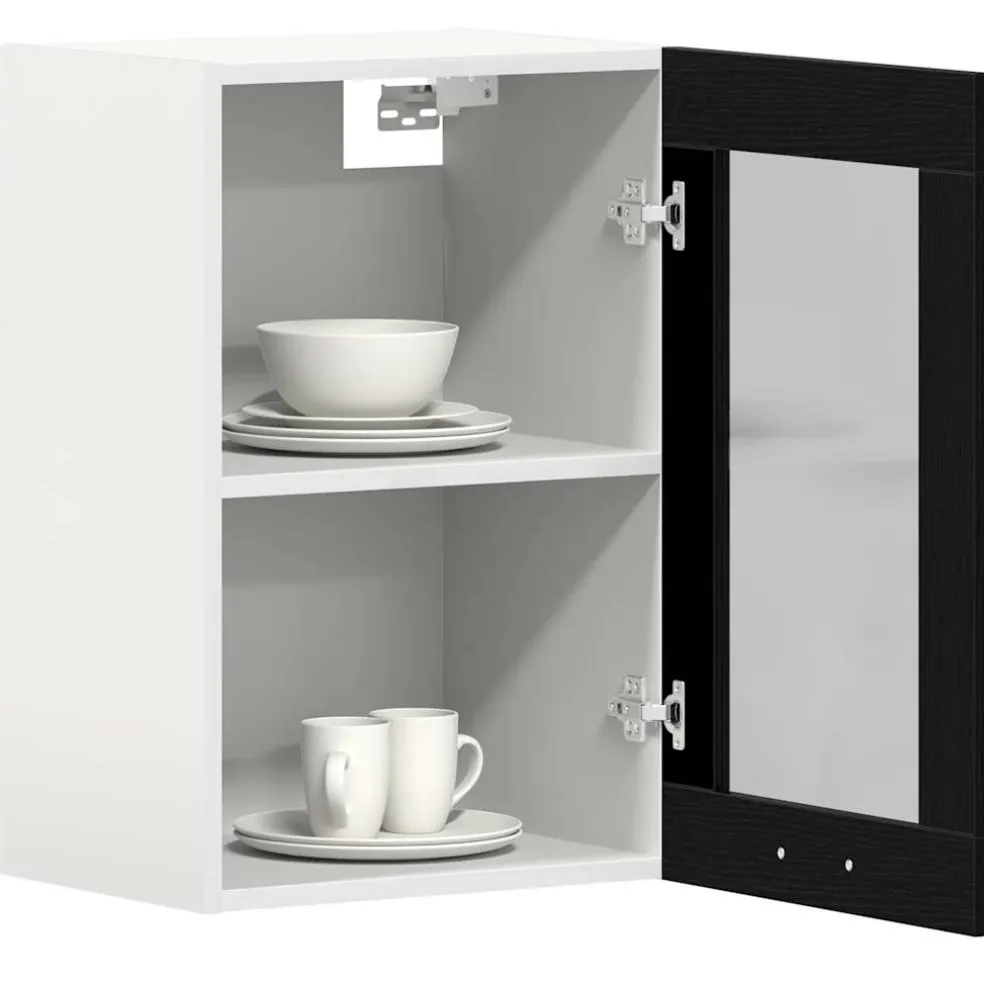vidaXL Hangglaskast Zwarte Eik 40x31x60 cm Engineered Hout