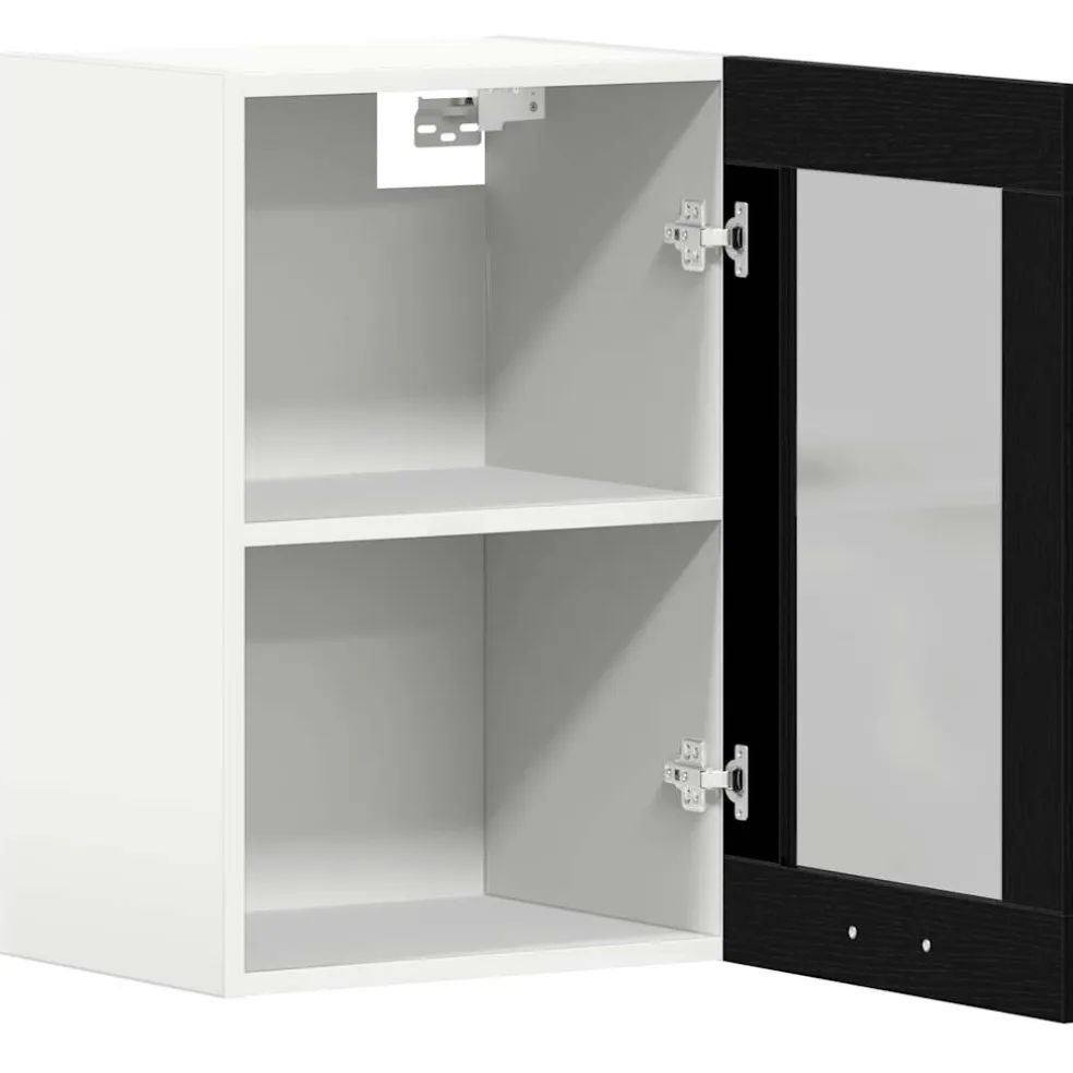 vidaXL Hangglaskast Zwarte Eik 40x31x60 cm Engineered Hout