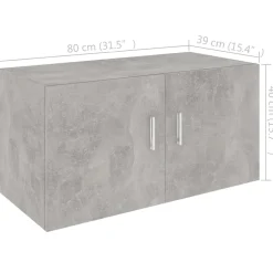 vidaXL Hangkast 80x39x40 cm bewerkt hout betongrijs