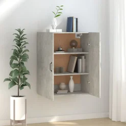 vidaXL Hangkast 69,5x34x90 cm bewerkt hout betongrijs