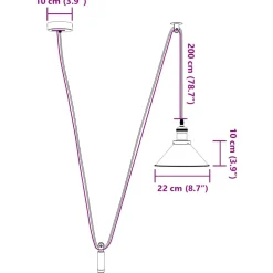 vidaXL Hanglamp in hoogte verstelbaar E27 Ø22 cm metaal glanzend zwart