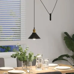 vidaXL Hanglamp in hoogte verstelbaar E27 Ø22 cm metaal glanzend zwart